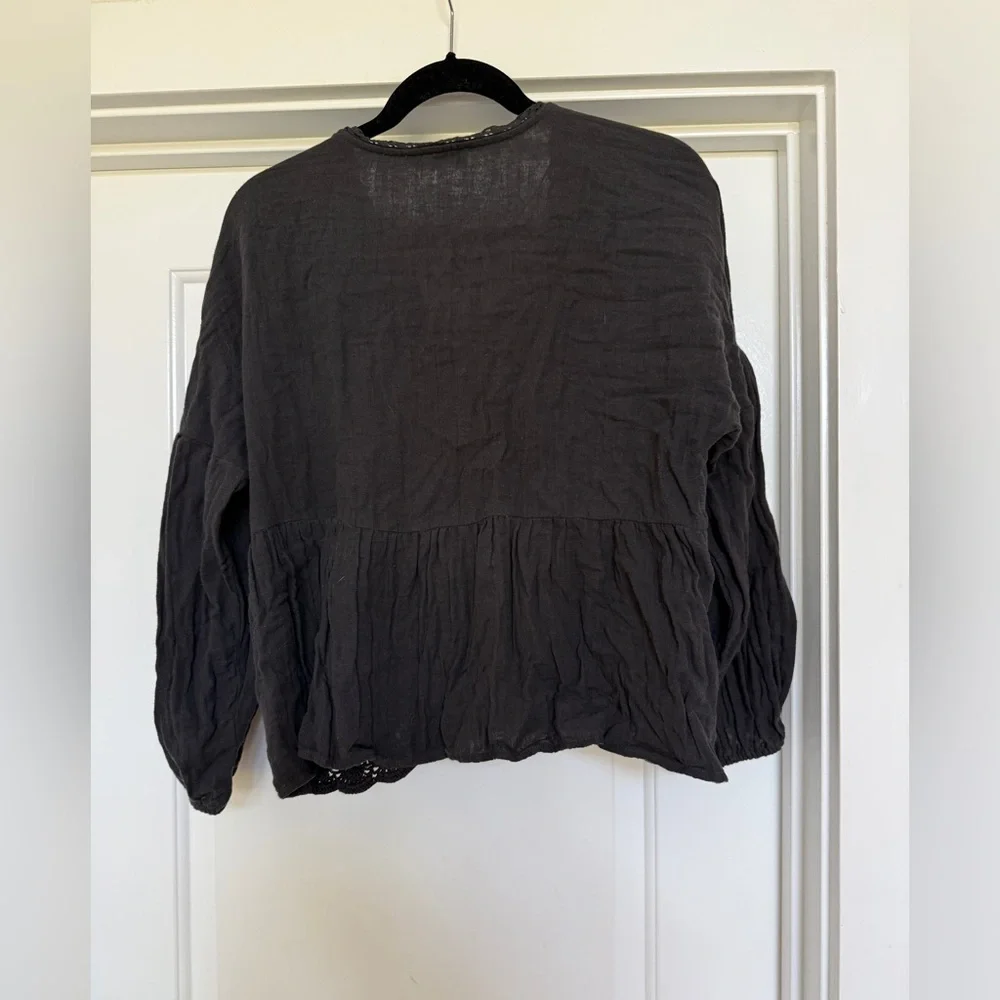 LUCKY BRAND‎ Women Top Boho Crochet Peasant Festival Cottagecore Medium - Picture 5 of 10